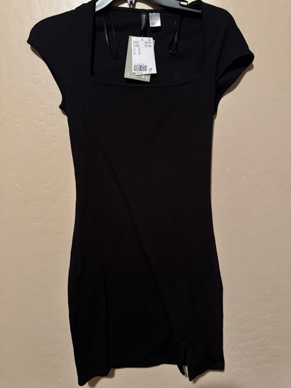 H&M Black Mini Dress with Square Neck